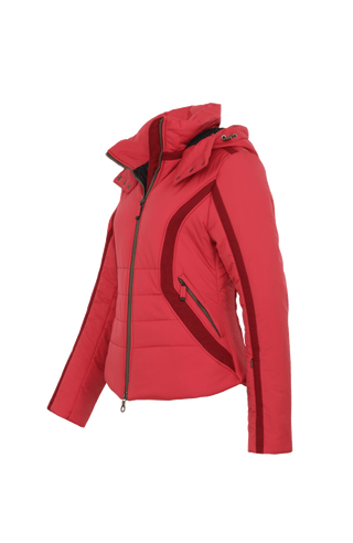 Damen Skijacke Modell 708726 Xenia Multi-LIN in Poppy – Seitenansicht, feminine Passform, abnehmbare Kapuze, Loden-Details, neue Winterkollektion von Frauenschuh