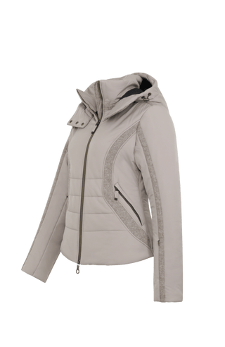Damen Skijacke Modell 708726 Xenia Multi-LIN in Cashmere – Seitenansicht, feminine Passform, abnehmbare Kapuze, Loden-Details, neue Winterkollektion von Frauenschuh