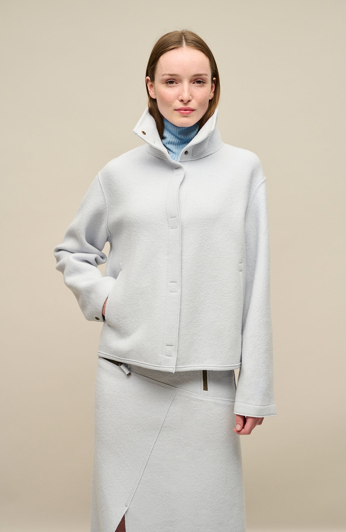 Delia Boiled Wool Cape Jacket