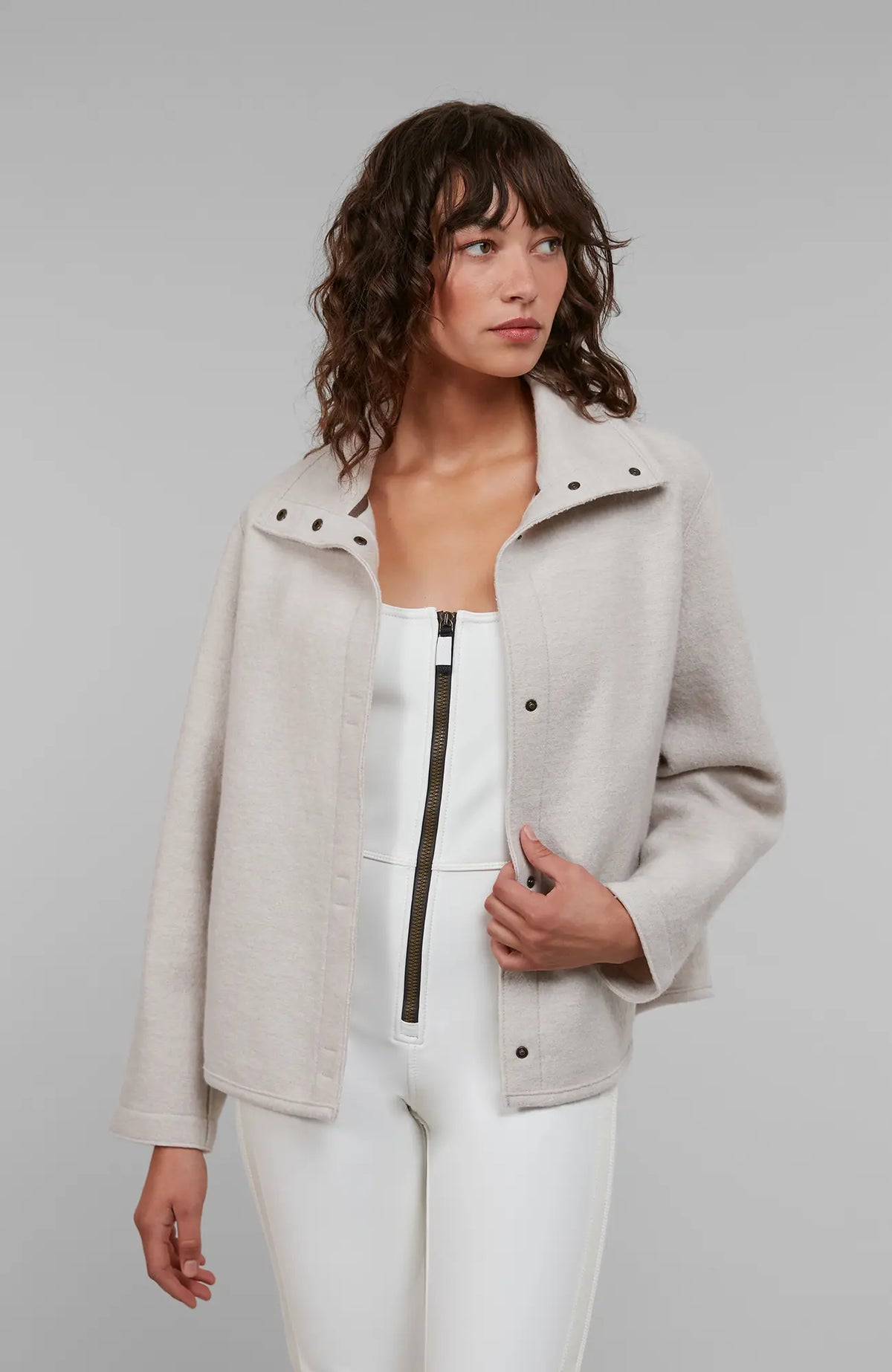 Delia Boiled Wool Cape Jacket