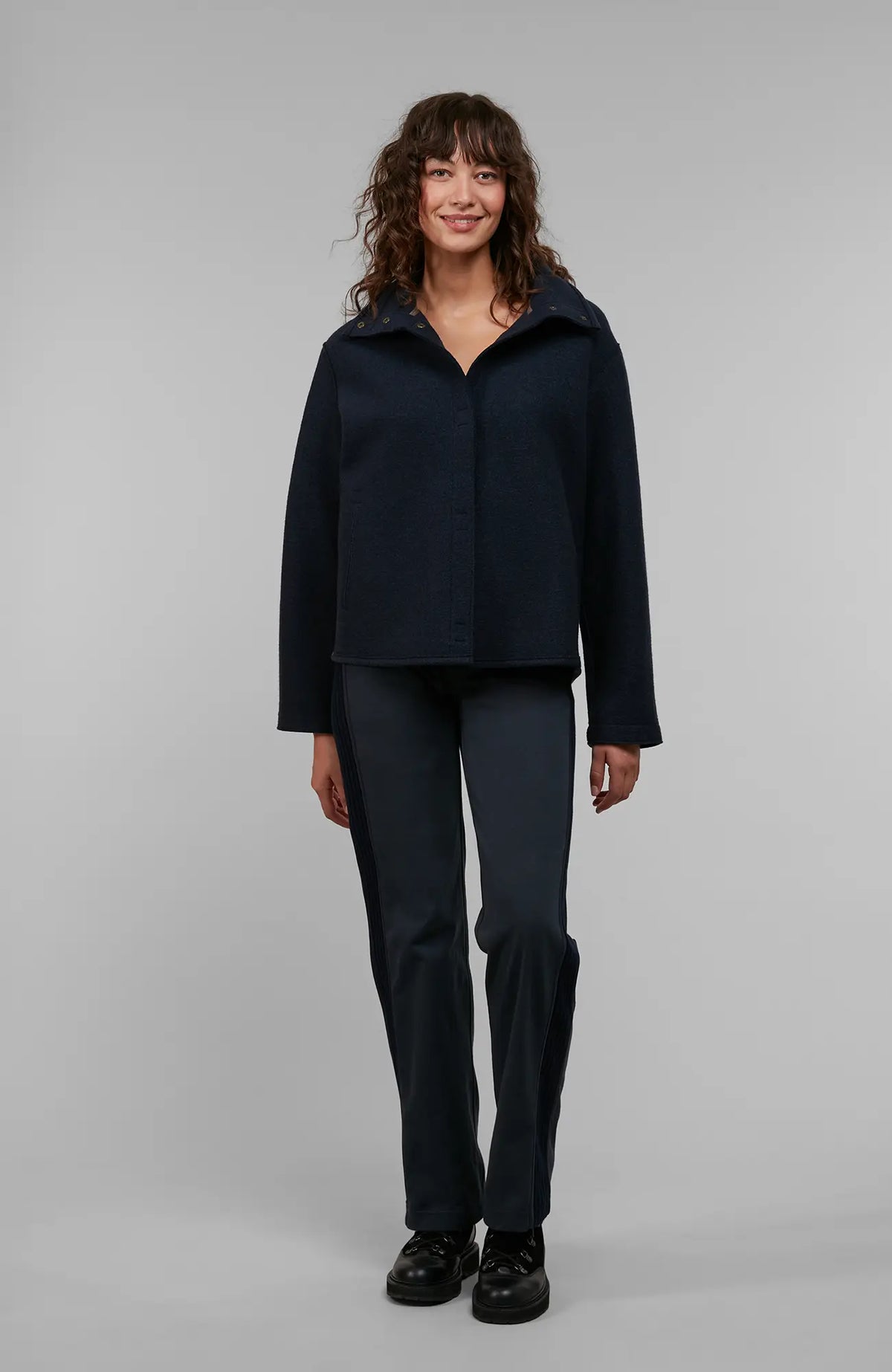 Delia Boiled Wool Cape Jacket
