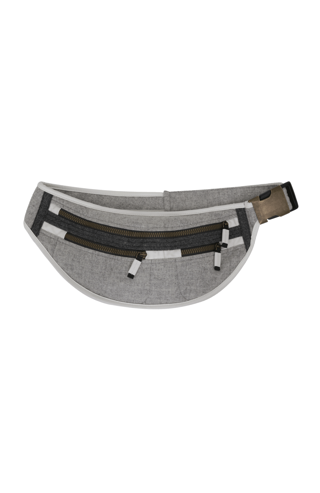 Gürteltasche aus Loden, Modell 093717 Beltbag-L in Farbe silver– Vorderansicht. Hochwertige Verarbeitung, stilvoller Begleiter für Damen und Herren.