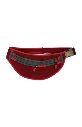 Gürteltasche aus Loden, Modell 093717 Beltbag-L in Farbe Poppy – Vorderansicht. Hochwertige Verarbeitung, stilvoller Begleiter für Damen und Herren.