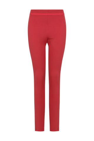 Front view of women’s leggings made from Wool Powerstretch, model 658624 Daphne-PSW, in color Poppy (2710), available at Frauenschuh USA.