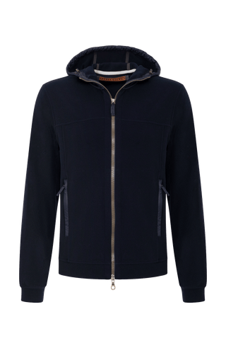 Classic men's fleece jacket with hood from Frauenschuh