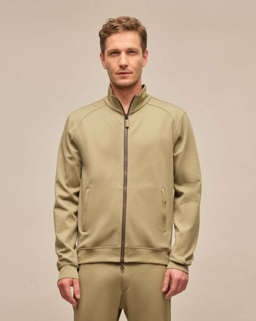 FRAUENSCHUH sustainable fashion Austria brand: Men's sports jacket in natural Powerstretch fabric, designed for comfort and style.