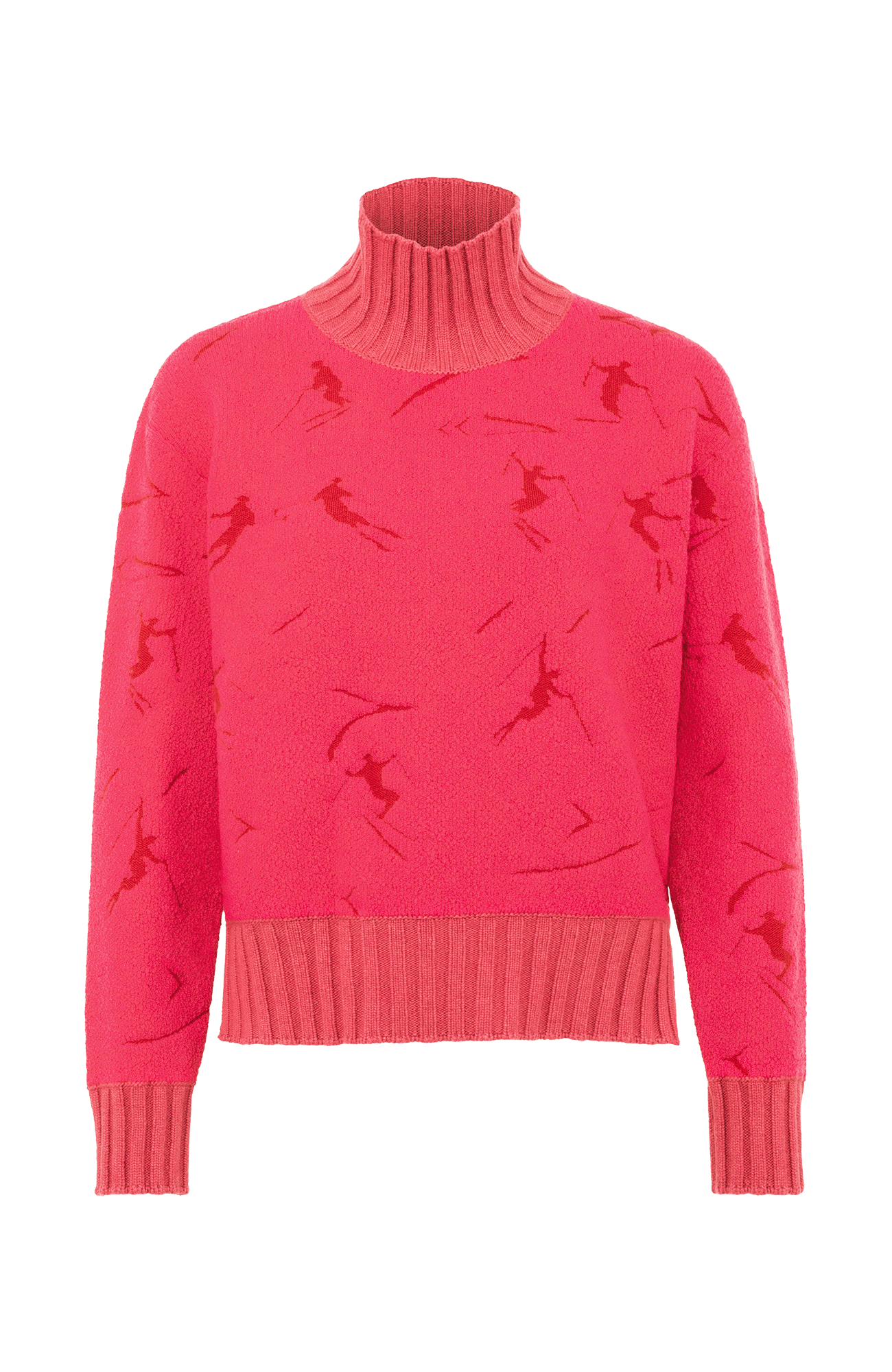 未使用HIBISCUS-REDZIPUP POLO KNITFREE TIGHT Rose GCS-certified Cashmere Blend Zip-Through Knit Polo