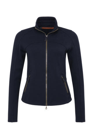 Sportjacke aus Wool Powerstretch in der Farbe Midnight (Modell 562624_Jana-PSW), Vorderansicht – figurbetonte Passform, durchgehender Reißverschluss und hoher Kragen
