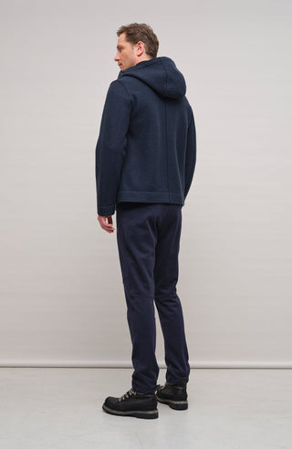 Walkjacke für Herren mit Kapuze in Dunkelblau – Modell Kian-CW, Model Rueckansicht