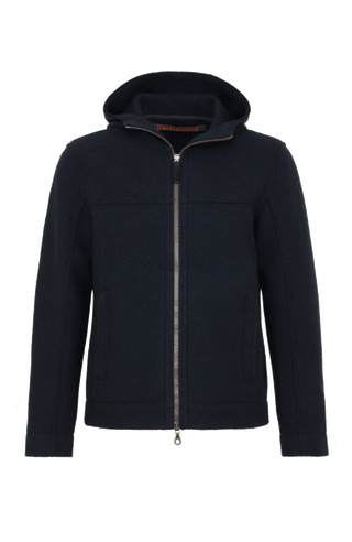 Walkjacke für Herren mit Kapuze in Dunkelblau – Modell Kian-CW, Vorderansicht