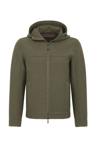 Walkjacke für Herren mit Kapuze in Grün – Modell Kian-CW, Vorderansicht