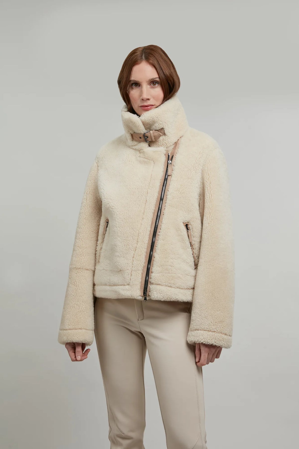 Jolina Shearling Biker Jacket