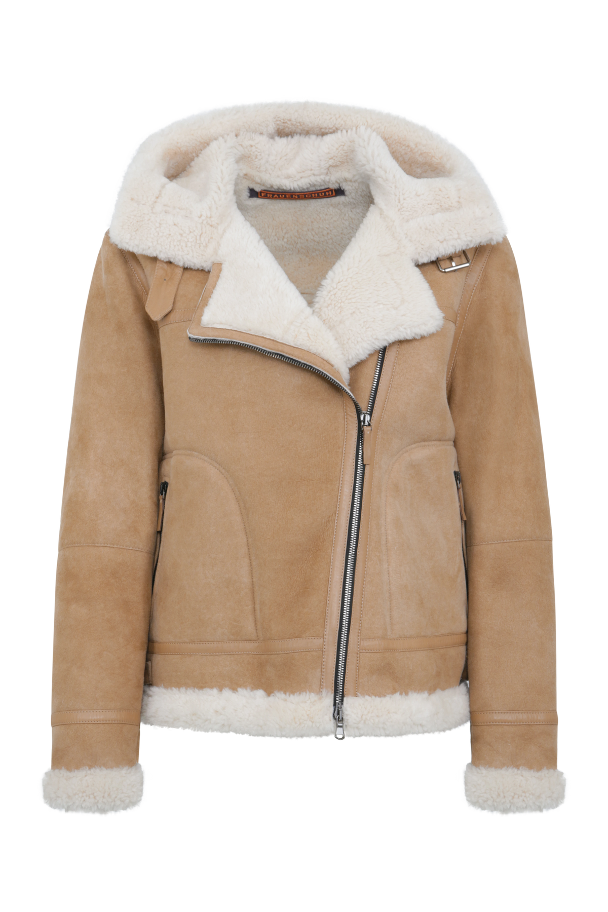 Chaqueta motera de piel de borrego merino - Norah