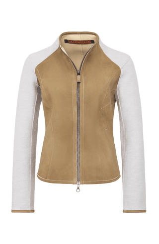 Frauenschuh Leather Jacket in fintstone Color. Luxury Leather from Austrian Company